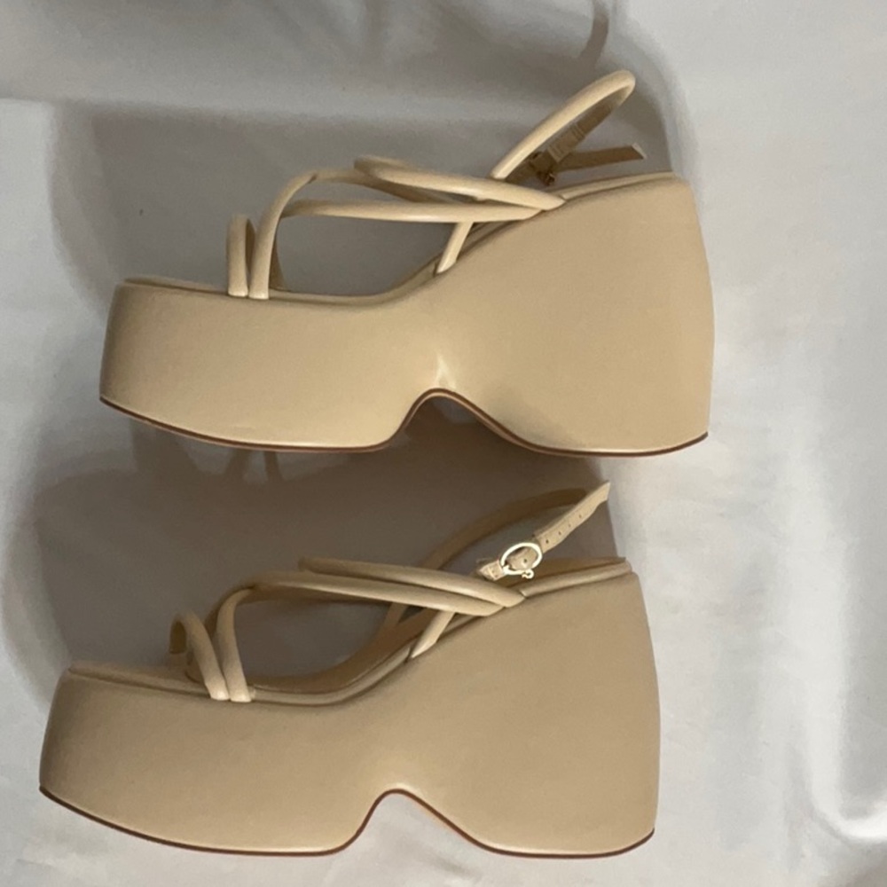 Chic Cream Platform Sandals - Picture 2 of 11